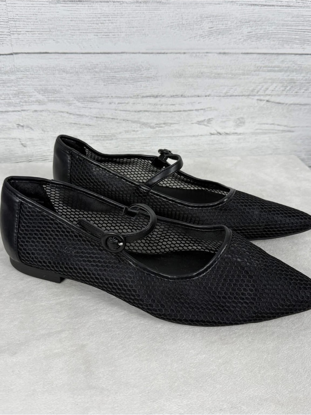 Splendid Black Mesh Pointed Mary Jane Flats - NWOT